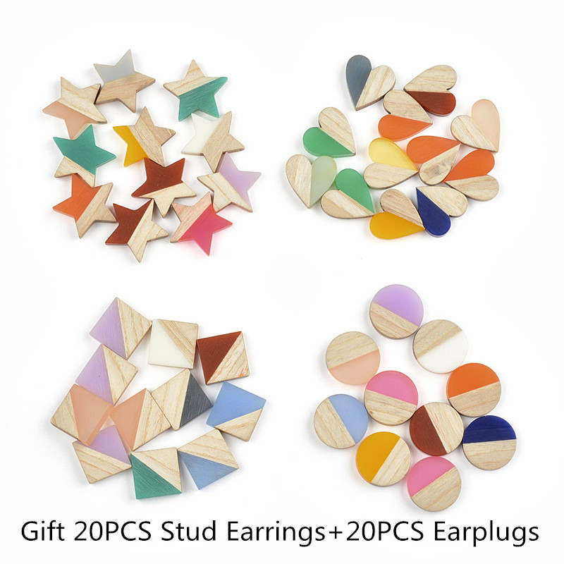 20個の丸い正方形の星の形をしたジュエリーアクセサリー,天然 - Woodworking Resin のレビューと価格
