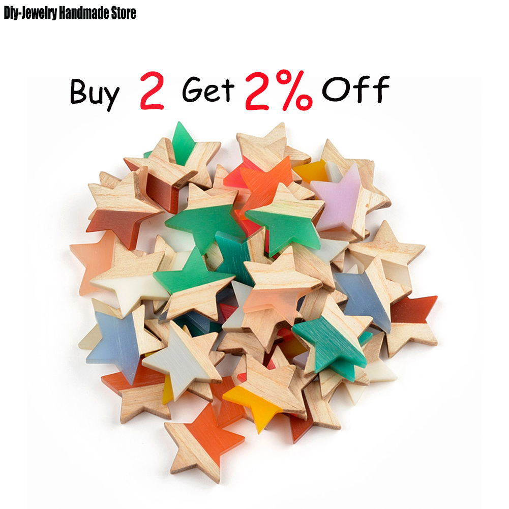 20個の丸い正方形の星の形をしたジュエリーアクセサリー,天然 - Woodworking Resin のレビューと価格