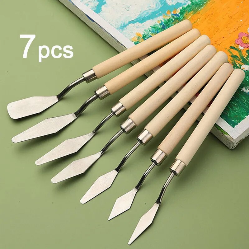 7 ピース/セットステンレス鋼油絵ナイフセットアーティストア - Drawknife Blade のレビューと価格
