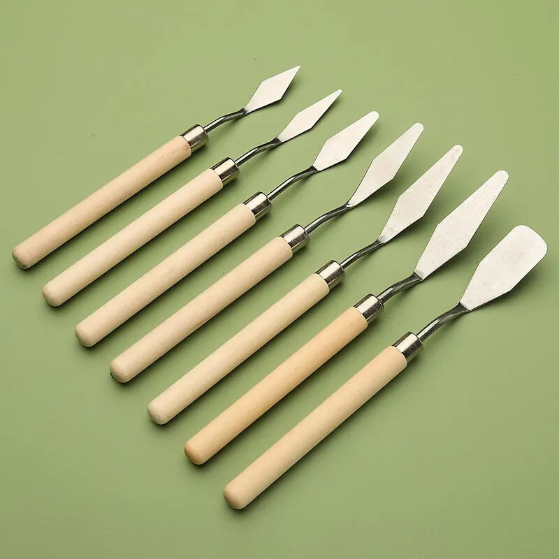 7 ピース/セットステンレス鋼油絵ナイフセットアーティストア - Drawknife Blade のレビューと価格