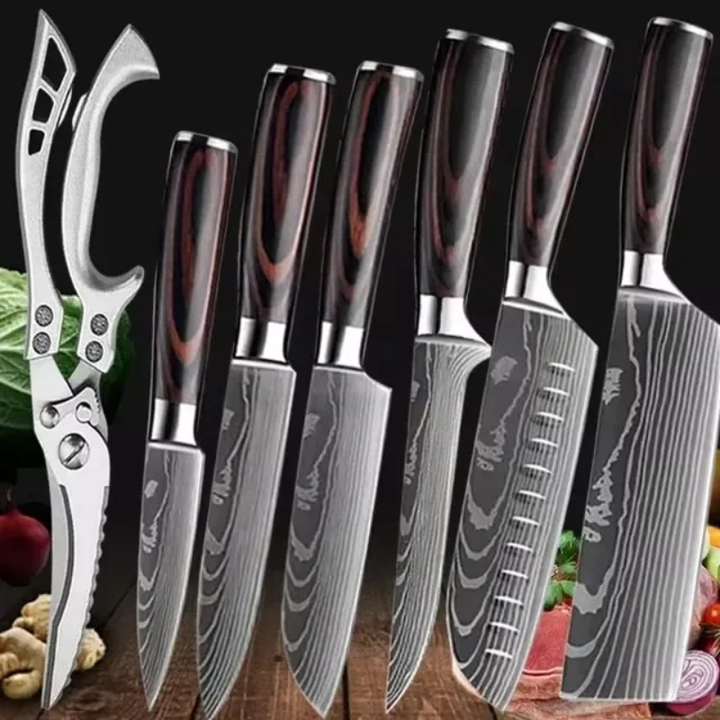 シェフ日本の包丁 7CR17 高炭素ステンレス鋼ダマスカス描 - Drawknife Blade のレビューと価格