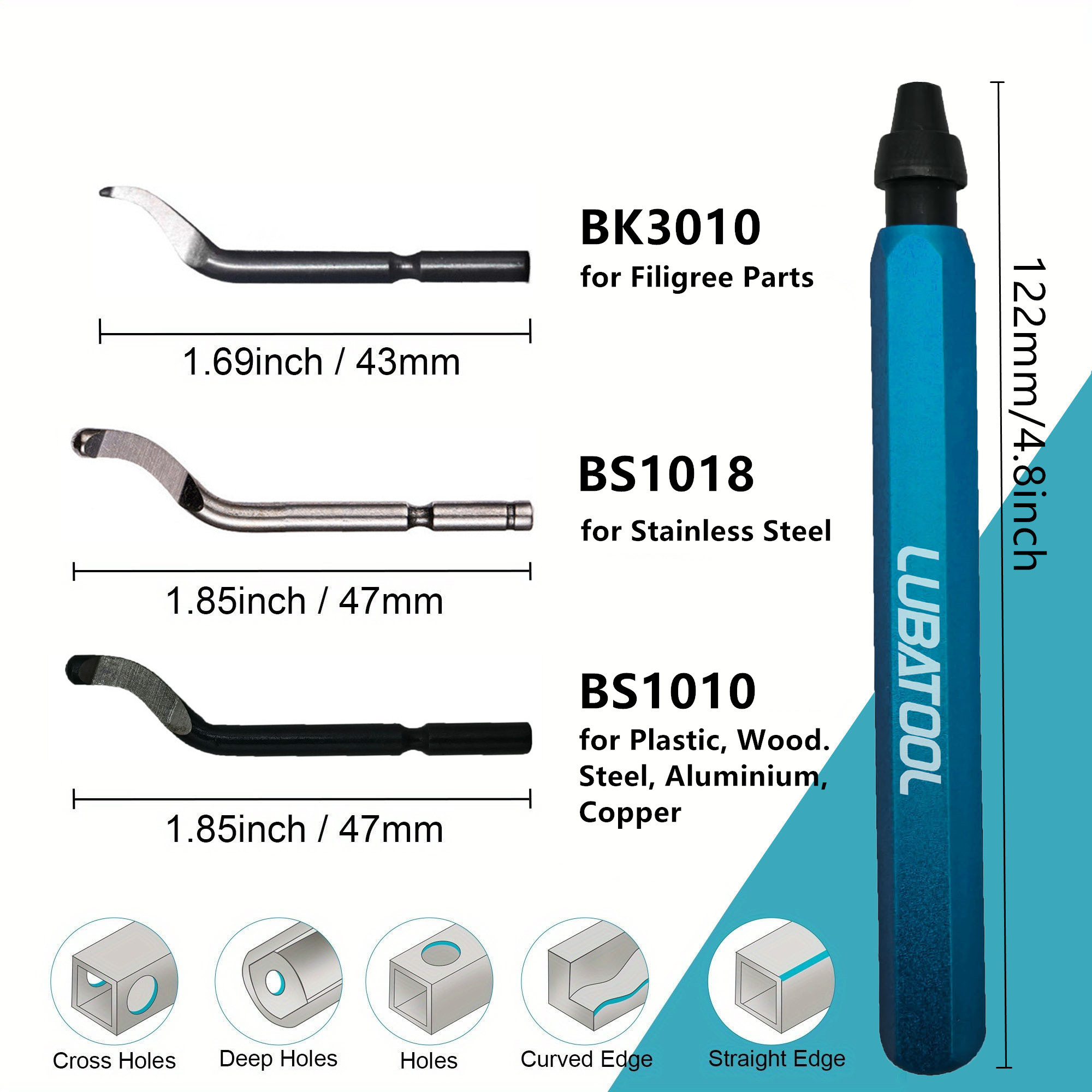 LUBATOOL バリ取りツール 11 HSS 鋼刃付き、3 - Woodworking Resin のレビューと価格